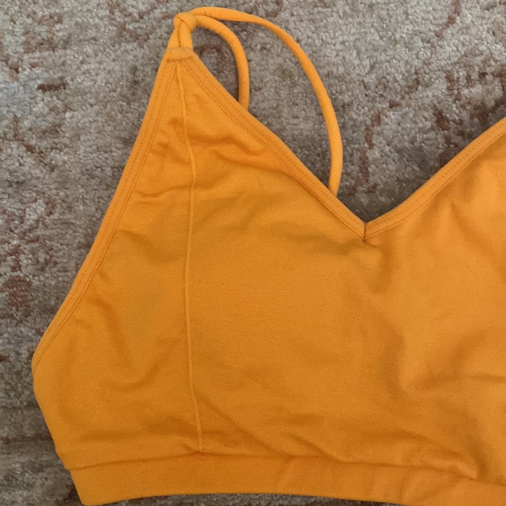 Fabletics Tangerine Colored Strappy Sports Bra - Picture 3 of 8